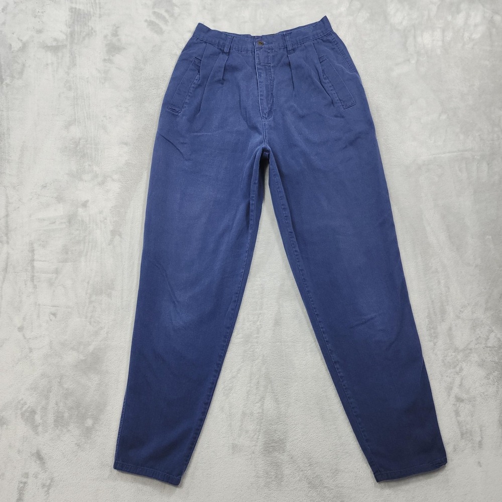 Vintage UNIONBAY Pants Womens 12 Blue Twill Pleated Tapered Chino Casual Preppy